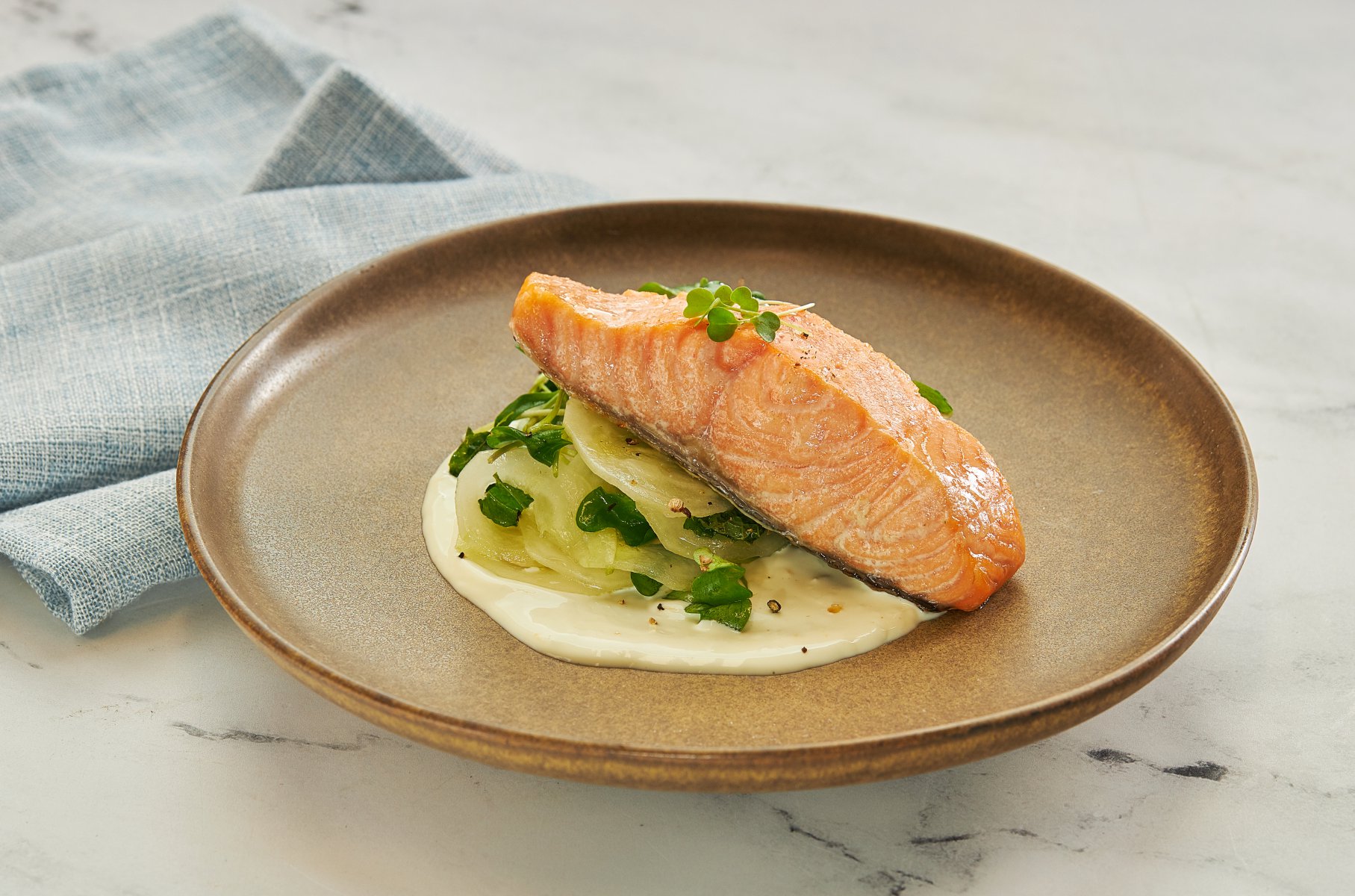 Poached Royal Salmon with Cucumber Salad & Greek Yogurt Poached Royal Salmon with Cucumber Salad & Greek Yogurt